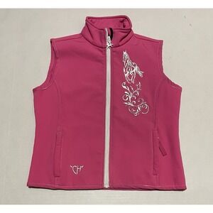 Cowgirl Hardware Embroidered horse rhinestone Pink Vest Girls Size Medium